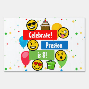 Colorful Emoji Birthday Party Kids or Boys Custom Yard Sign