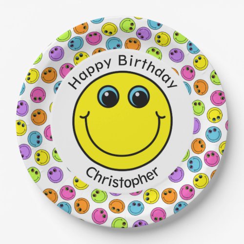 Colorful Emoji Faces Birthday Party Paper Plates