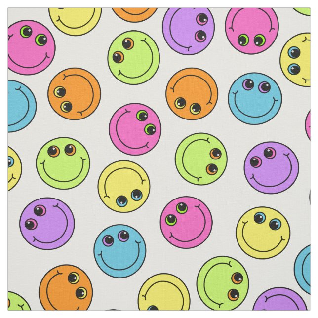 Colorful Emoji Faces Fabric (Swatch)