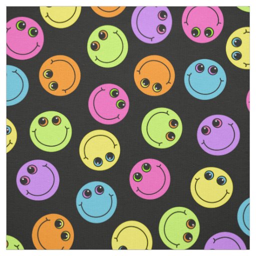 Colorful Emoji Faces Fabric
