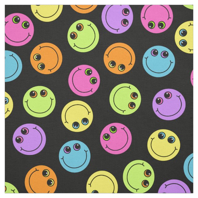 Colorful Emoji Faces Fabric (Swatch)