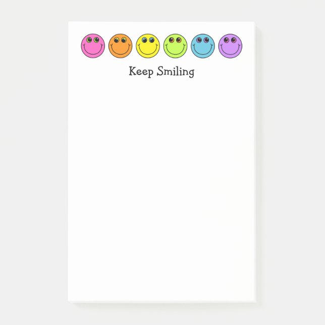 Colorful Emoji Faces Keep Smiling Post-it Notes (Front)