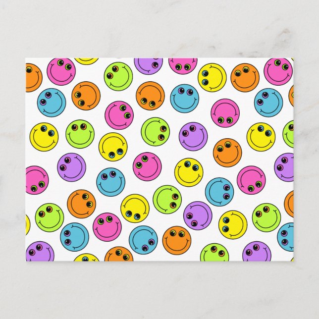 Colorful Emoji Faces Postcard (Front)