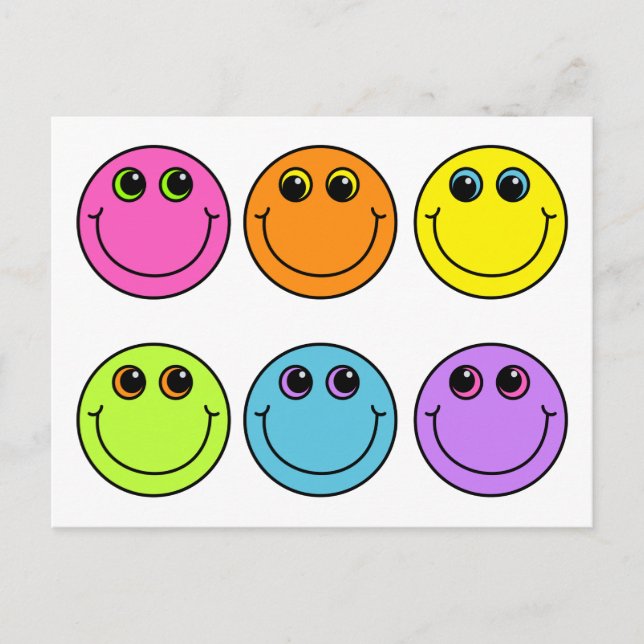 Colorful Emoji Faces Postcard (Front)