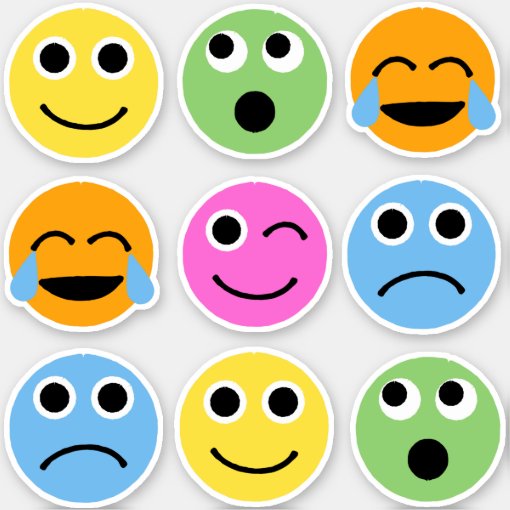 Colorful Emojis Faces Emoticons Stickers | Zazzle