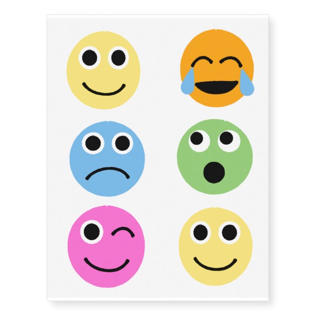 Colorful Emojis Faces Emoticons Tattoos (Front)