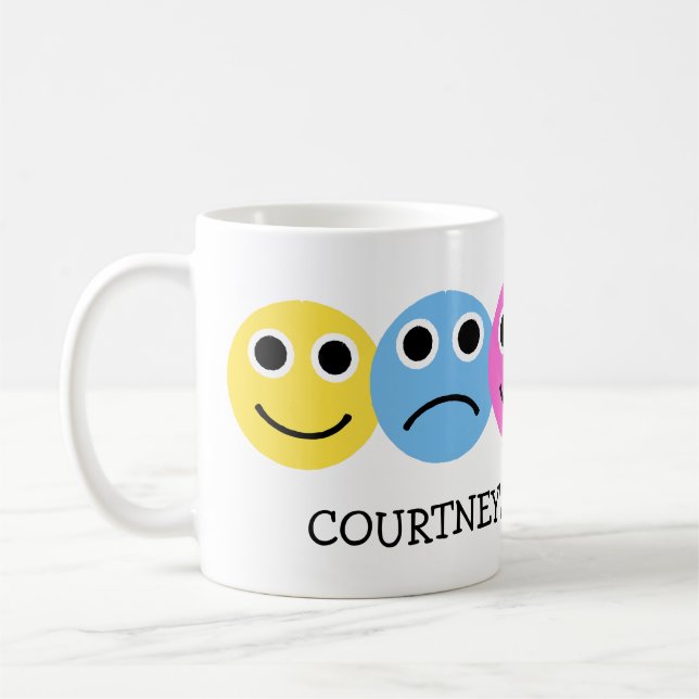Colorful Emojis Faces Personalized Coffee Mug (Left)