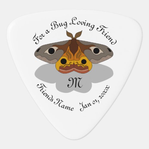 Colorful Emperor Moth Monogram Guitar Pick