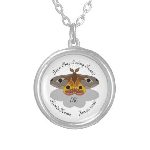 Colorful Emperor Moth Monogram Silver Plated Necklace