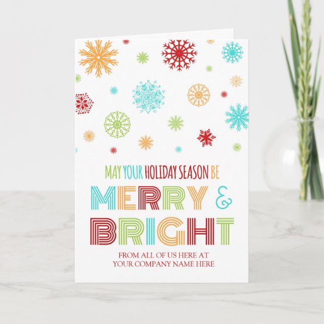 Colorful Employee Merry & Bright Christmas Card (Front)