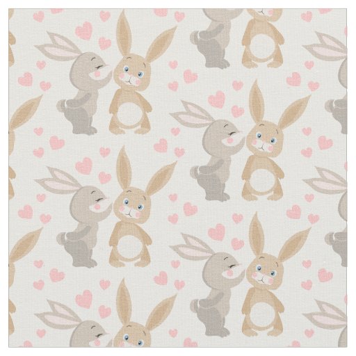 Colorful Enamored Rabbits  Fabric