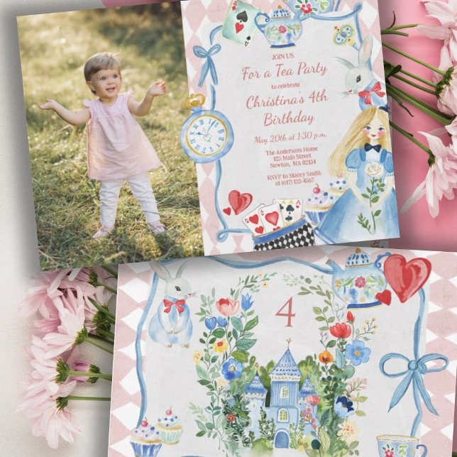 Colorful Enchanted Alice in Wonderland Birthday Invitation (Creator Uploaded)