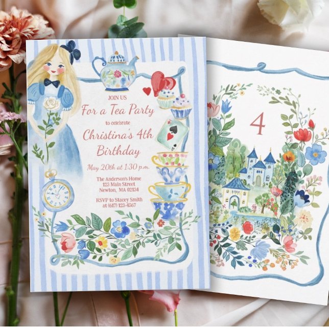Colorful Enchanted Alice in Wonderland Birthday  Invitation (Creator Uploaded)