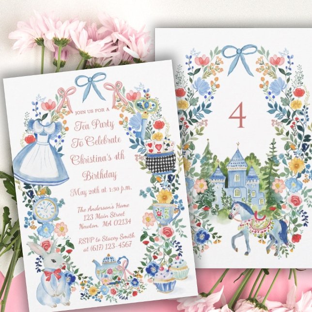 Colorful Enchanted Alice in Wonderland Birthday  Invitation (Creator Uploaded)
