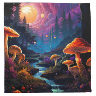 Colorful Enchanted Forest Fantasy Luminescence Cloth Napkin