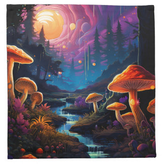 Colorful Enchanted Forest Fantasy Luminescence Cloth Napkin