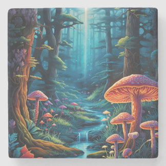 Colorful Enchanted Forest Fantasy Luminescence Stone Coaster