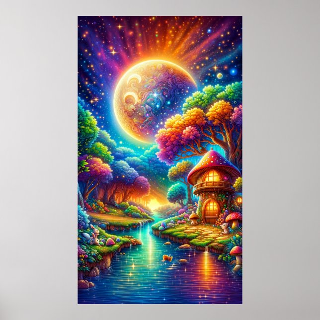 Colorful Enchanted River Landscape Poster (Front)