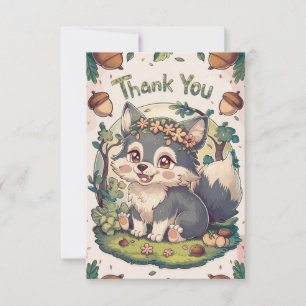 Colorful Enchanted Wolf Thank You Card