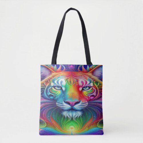 Colorful Enchanting Psychedelic Lion  Tote Bag