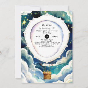 Colorful Enchantment Hot Air Balloon Birthday Invitation