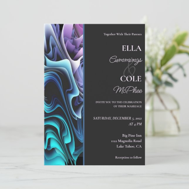 Colorful Enchantment Wedding Invitation (Standing Front)
