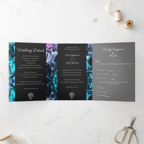 Colorful Enchantment Wedding Tri_Fold Invitation