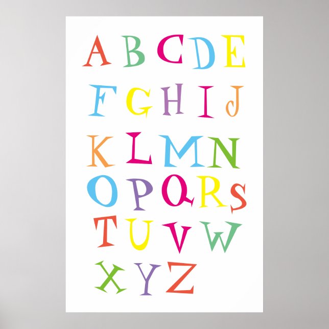 Colorful English alphabet poster for kids (Front)