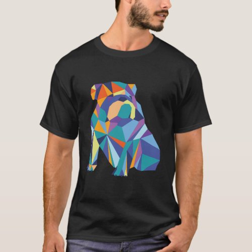 Colorful English Bulldog Cool Geo Fractal Dog Desi T_Shirt