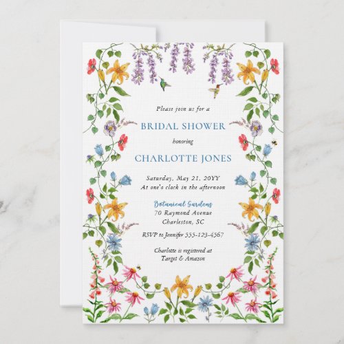 Colorful English Garden Floral Bridal Shower Invitation