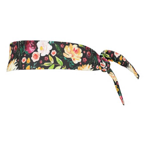 Colorful English garden flowers pattern monograms Tie Headband