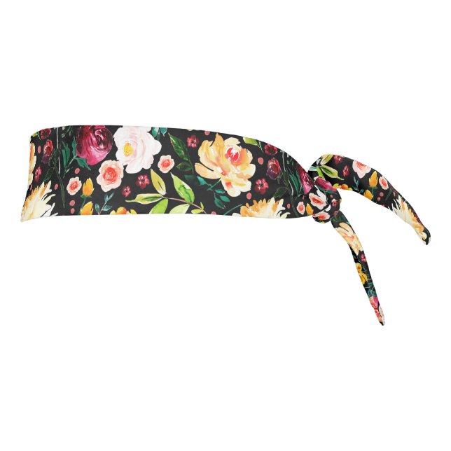 Colorful English garden flowers pattern monograms Tie Headband (Rotate 90)