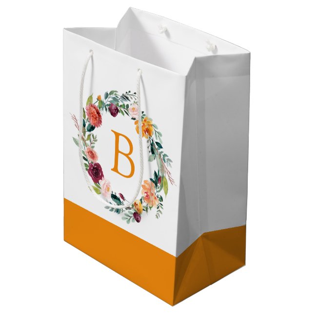 Colorful English garden flowers wreath Medium Gift Bag (Back Angled)