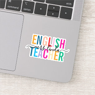 Colorful English Teacher Personalized Script Name Sticker