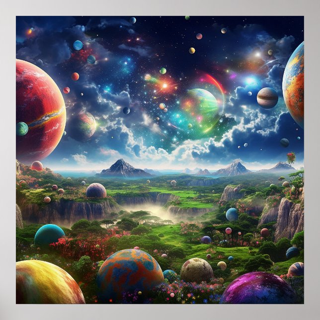 Colorful Enigmatic Mysterious Fantasy  Nature Land Poster (Front)