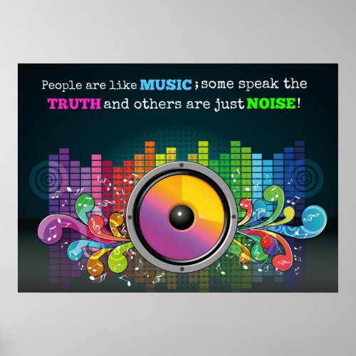 Colorful Equalizer People Are Like Music Quote Poster