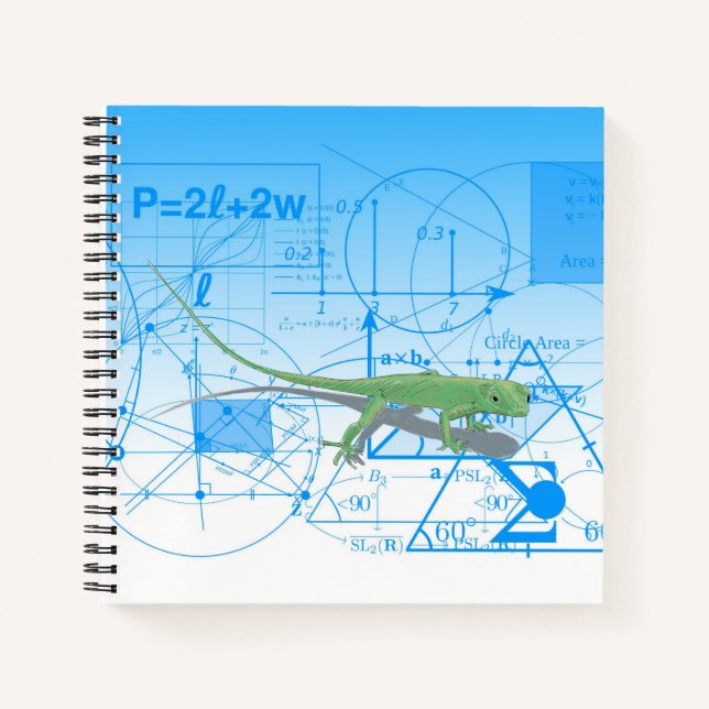 Colorful Equations Geometric Designs Lizard Square Notebook (Front)