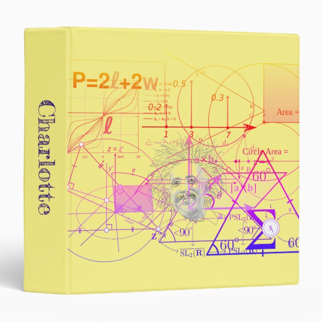 Colorful Equations Geometric Designs Personalize 3 Ring Binder (Front/Spine)
