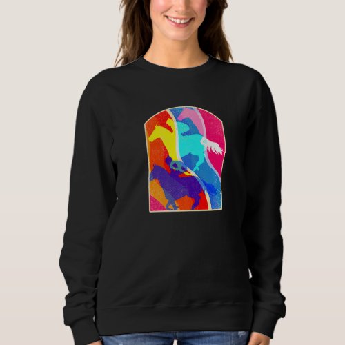 Colorful Equestrian Sport Horse Riding Horses Fan  Sweatshirt