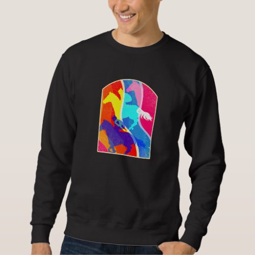 Colorful Equestrian Sport Horse Riding Horses Fan  Sweatshirt