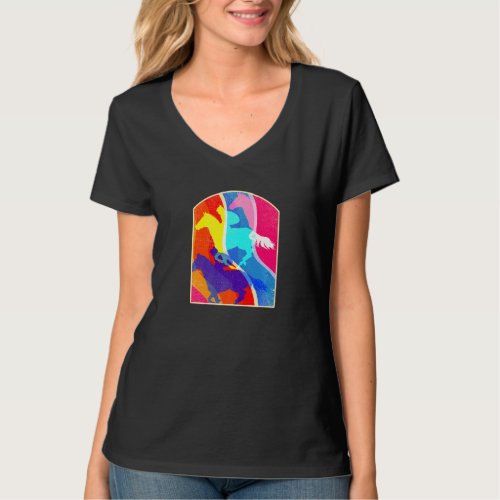 Colorful Equestrian Sport Horse Riding Horses Fan  T_Shirt