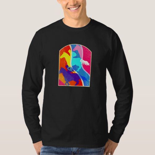 Colorful Equestrian Sport Horse Riding Horses Fan  T_Shirt