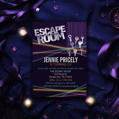 Colorful Escape Room Invitation