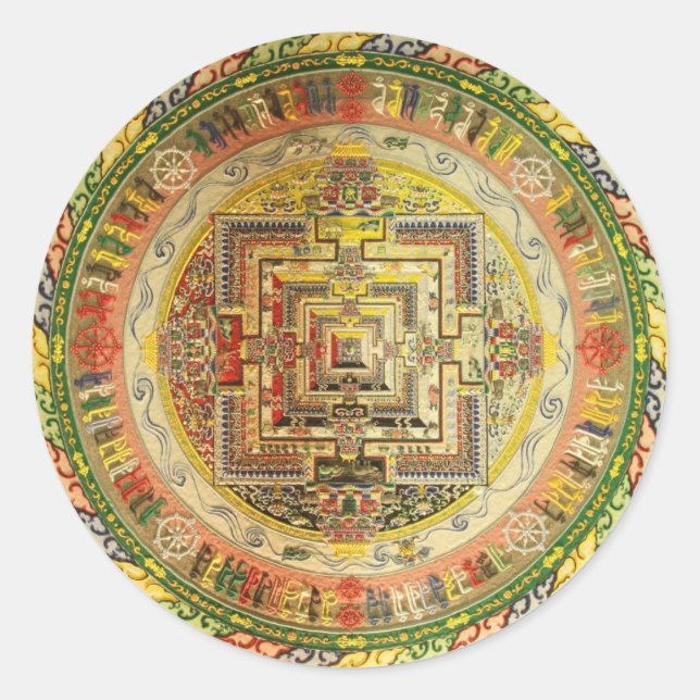COLORFUL ESOTERIC TIBETAN MANDALA CLASSIC ROUND STICKER (Front)