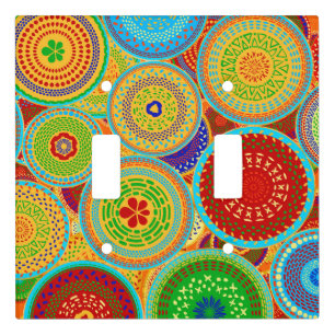 Colorful Ethic Tribal Circles Light Switch Cover