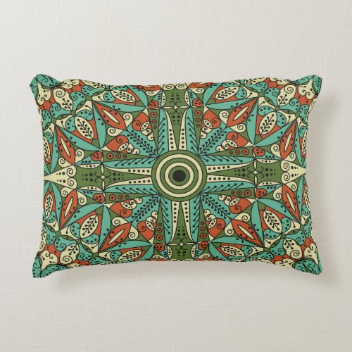 Colorful Ethnic Arabesque Vintage Ornament Accent Pillow