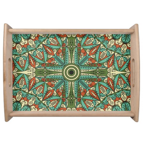 Colorful Ethnic Arabesque Vintage Ornament Serving Tray