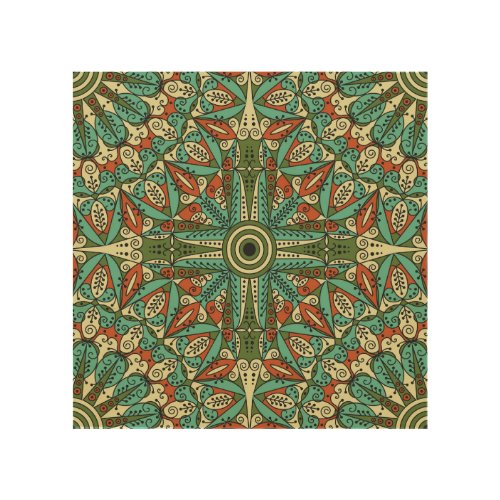 Colorful Ethnic Arabesque Vintage Ornament Wood Wall Art