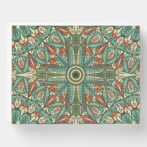 Colorful Ethnic Arabesque Vintage Ornament Wooden Box Sign