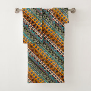 Colorful ethnic aztec patterns design bath towel set